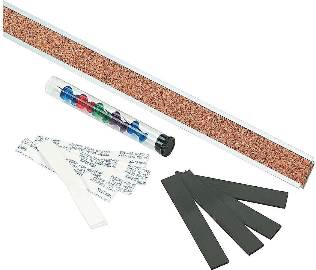 image:imageQuartet Bulletin Bar Pin Strip Cork Board 48 x 1 For Classroom Office Cubicle Aluminum Frame Z200648 x 1