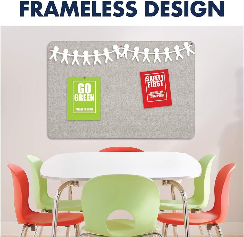 image:imageQuartet Bulletin Board 36W x 24H Fabric Cork Board Alternative for Office School or Home Dcor Gray 7683GGray