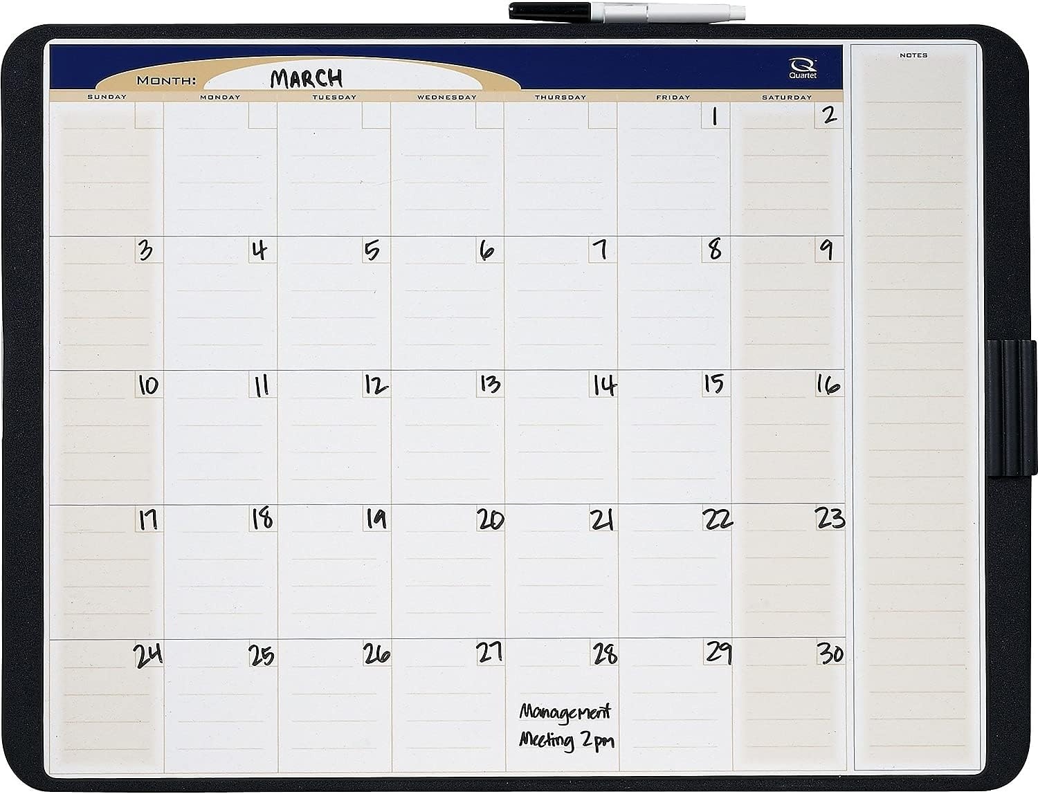 image:imageQuartet Calendar Whiteboard Monthly 23 x 17 Dry Erase Board Designer Tack amp Write Black Frame CT2317