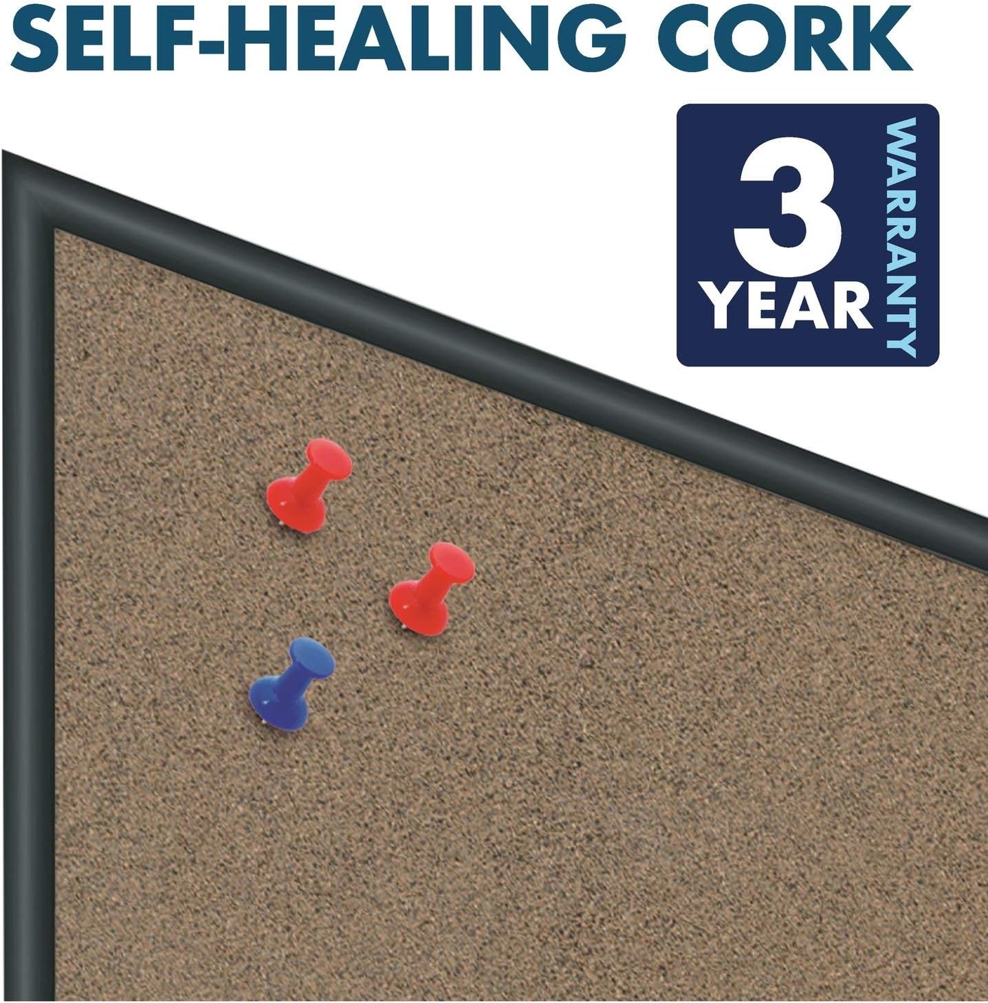 image:imageQuartet Combination Whiteboard amp Corkboard 3 x 2 Combo White Board amp Cork Board Oak Finish Frame S553Black Frame