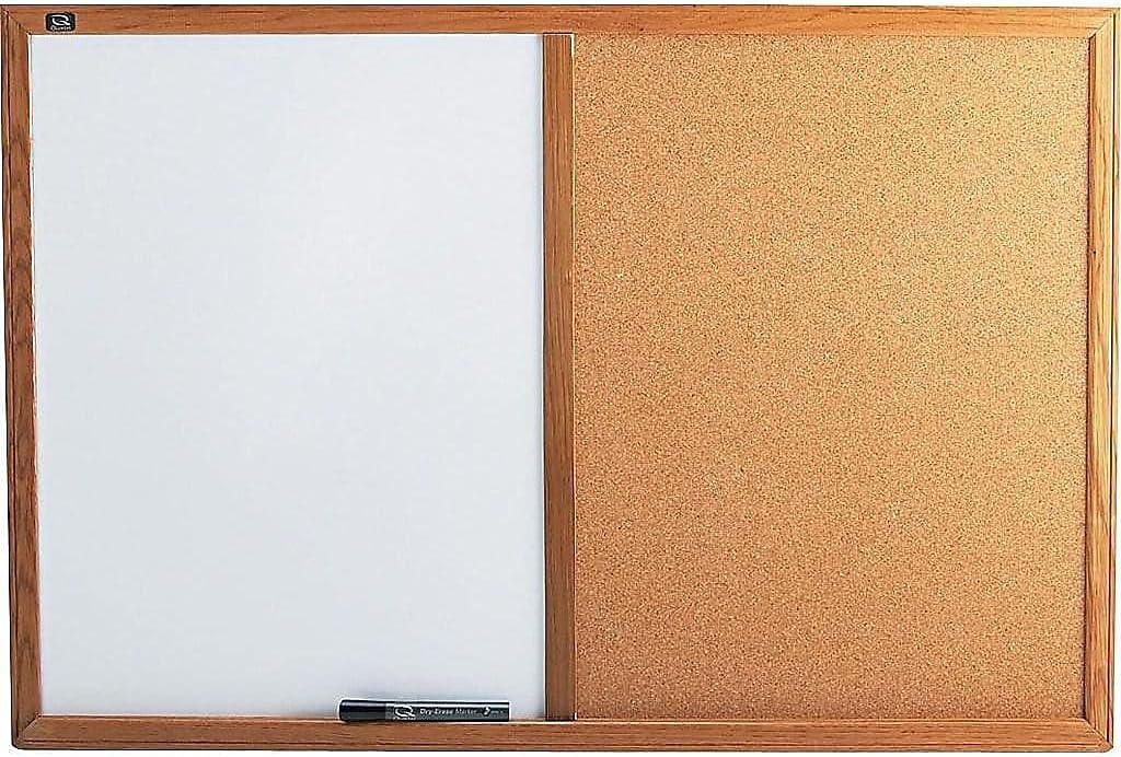 image:imageQuartet Combination Whiteboard amp Corkboard 3 x 2 Combo White Board amp Cork Board Oak Finish Frame S553Oak Finish Frame