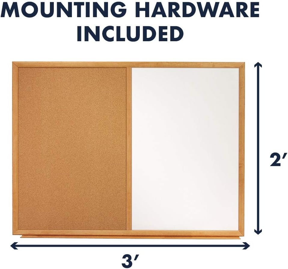 image:imageQuartet Combination Whiteboard amp Corkboard 3 x 2 Combo White Board amp Cork Board Oak Finish Frame S553Oak Finish Frame