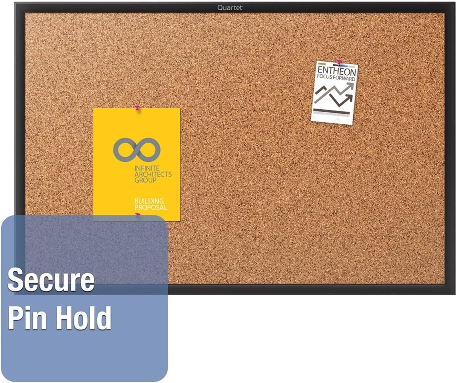 image:imageQuartet Cork Bulletin Board 24W x 18H Pin Board Black Aluminum Frame 2301BBlack