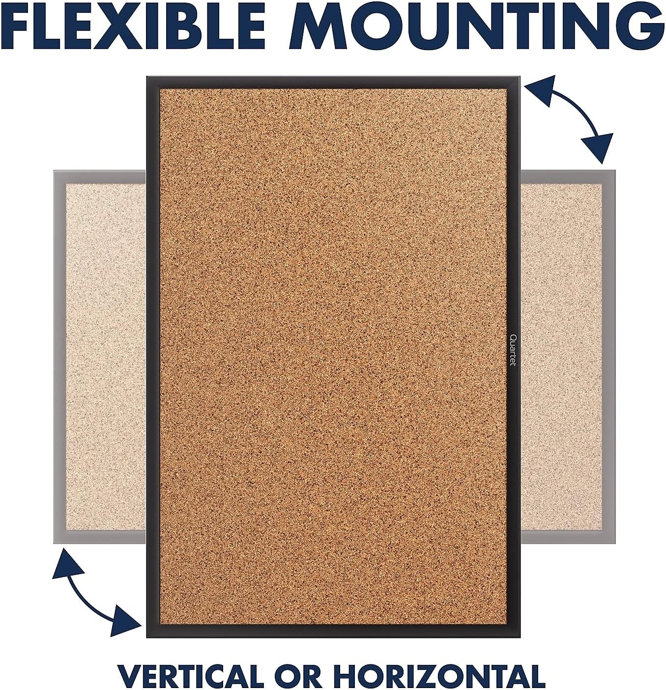 image:imageQuartet Cork Bulletin Board 24W x 18H Pin Board Black Aluminum Frame 2301BBlack
