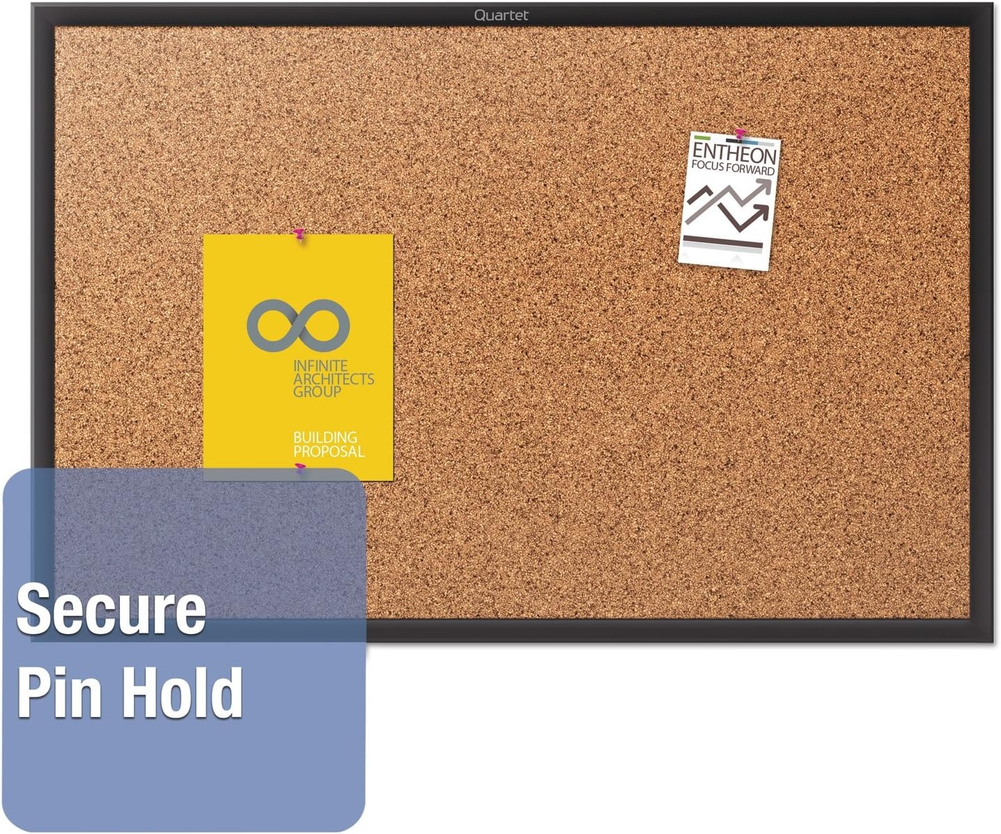 image:imageQuartet Cork Bulletin Board 24W x 18H Pin Board Black Aluminum Frame 2301BBlack