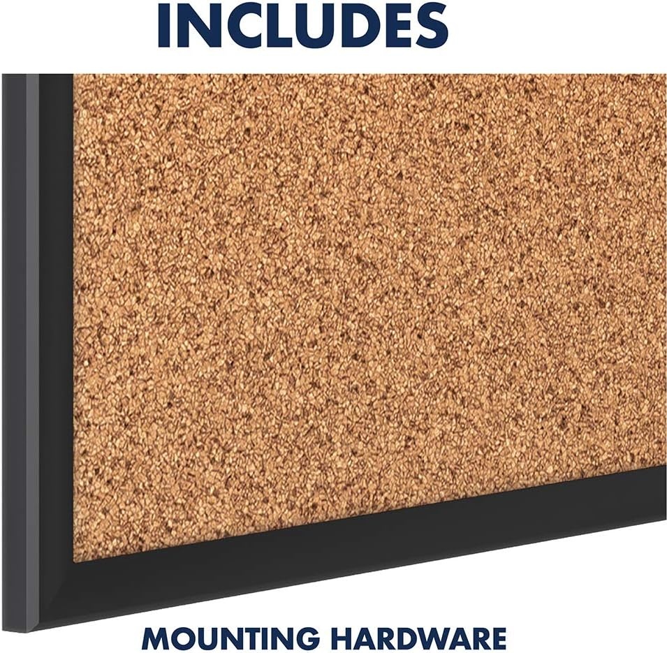 image:imageQuartet Cork Bulletin Board 24W x 18H Pin Board Black Aluminum Frame 2301BBlack