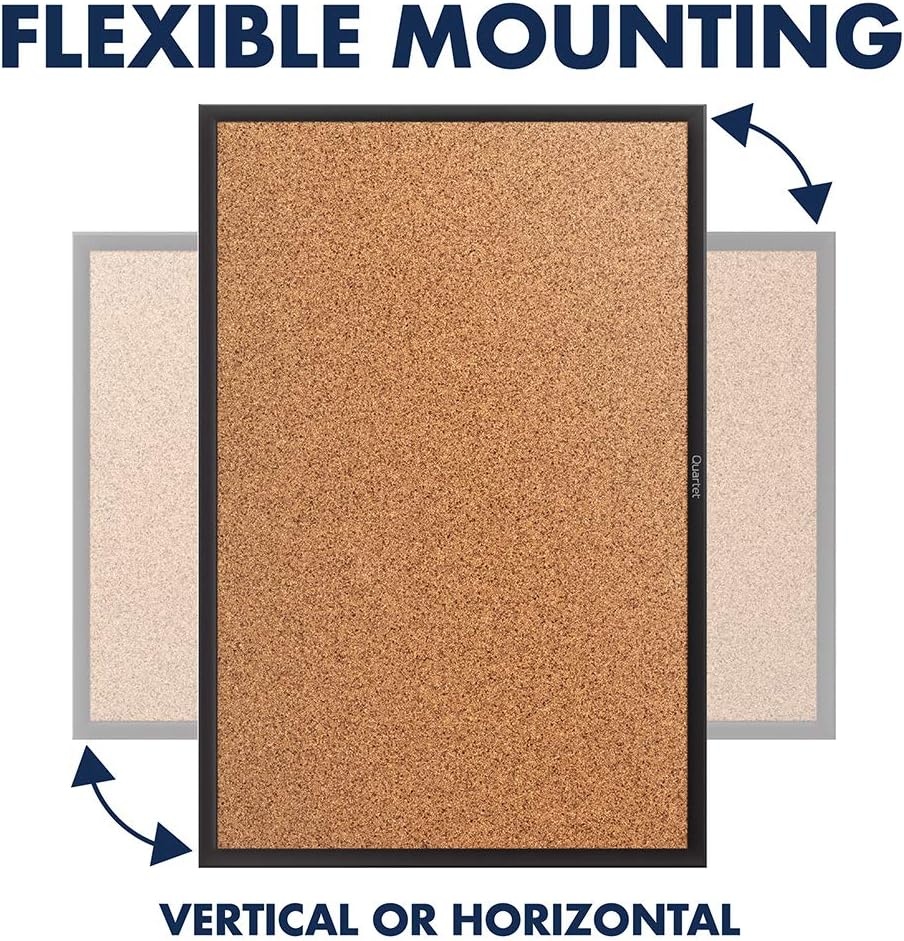 image:imageQuartet Cork Bulletin Board 24W x 18H Pin Board Black Aluminum Frame 2301BBlack