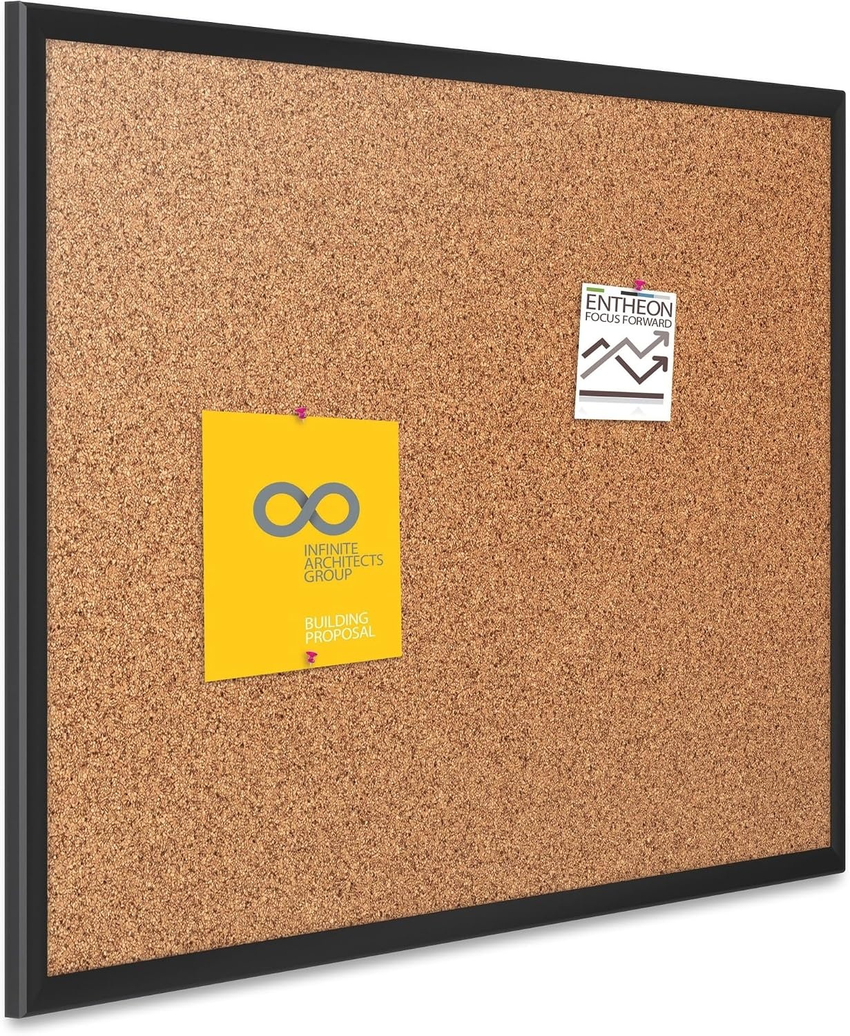 image:imageQuartet Cork Bulletin Board 24W x 18H Pin Board Black Aluminum Frame 2301BBlack