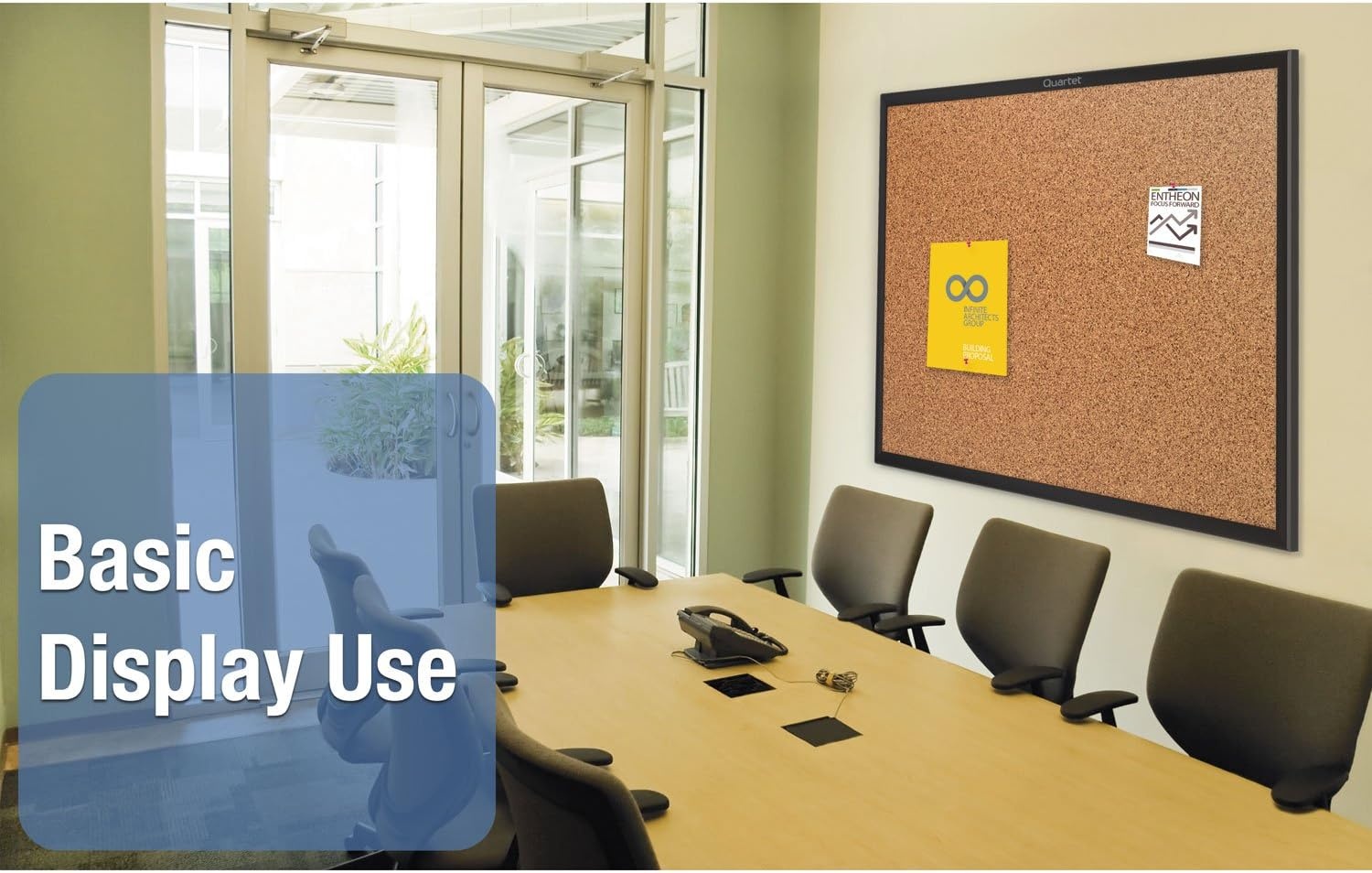 image:imageQuartet Cork Bulletin Board 24W x 18H Pin Board Black Aluminum Frame 2301BBlack