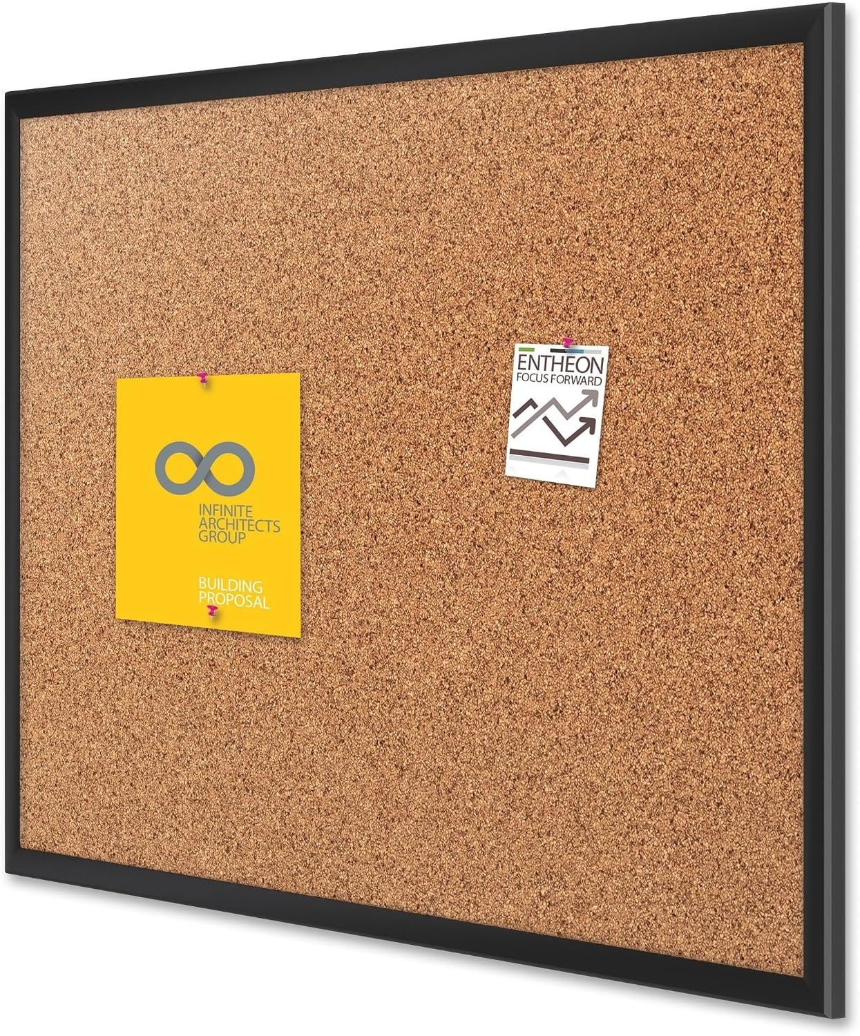 image:imageQuartet Cork Bulletin Board 24W x 18H Pin Board Black Aluminum Frame 2301BBlack