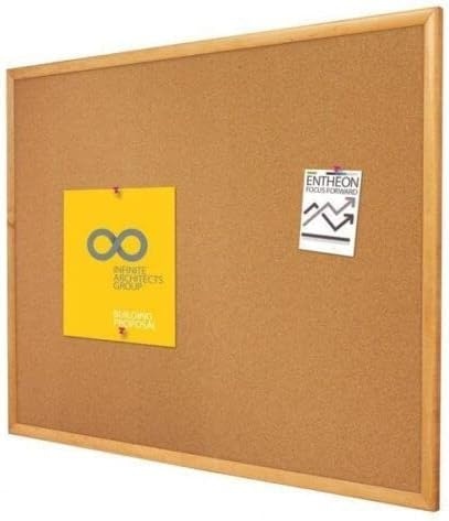 image:imageQuartet Cork Bulletin Board 24W x 18H Pin Board Black Aluminum Frame 2301BOak