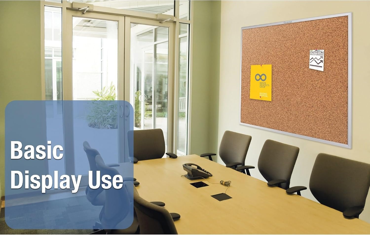 image:imageQuartet Cork Bulletin Board 24W x 18H Pin Board Black Aluminum Frame 2301BSilver