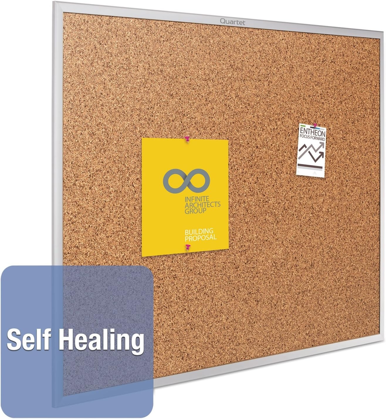 image:imageQuartet Cork Bulletin Board 24W x 18H Pin Board Black Aluminum Frame 2301BSilver