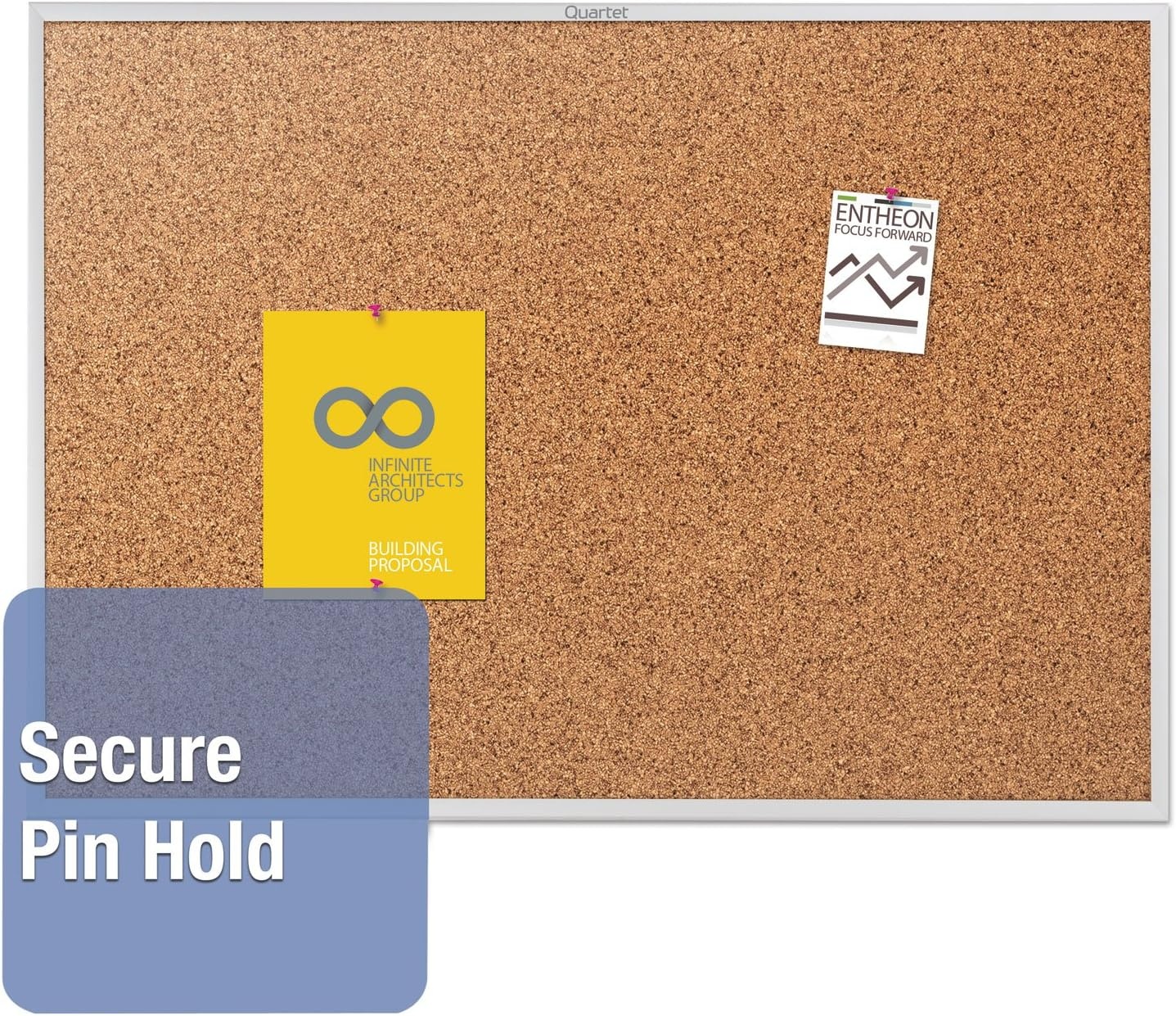 image:imageQuartet Cork Bulletin Board 24W x 18H Pin Board Black Aluminum Frame 2301BSilver