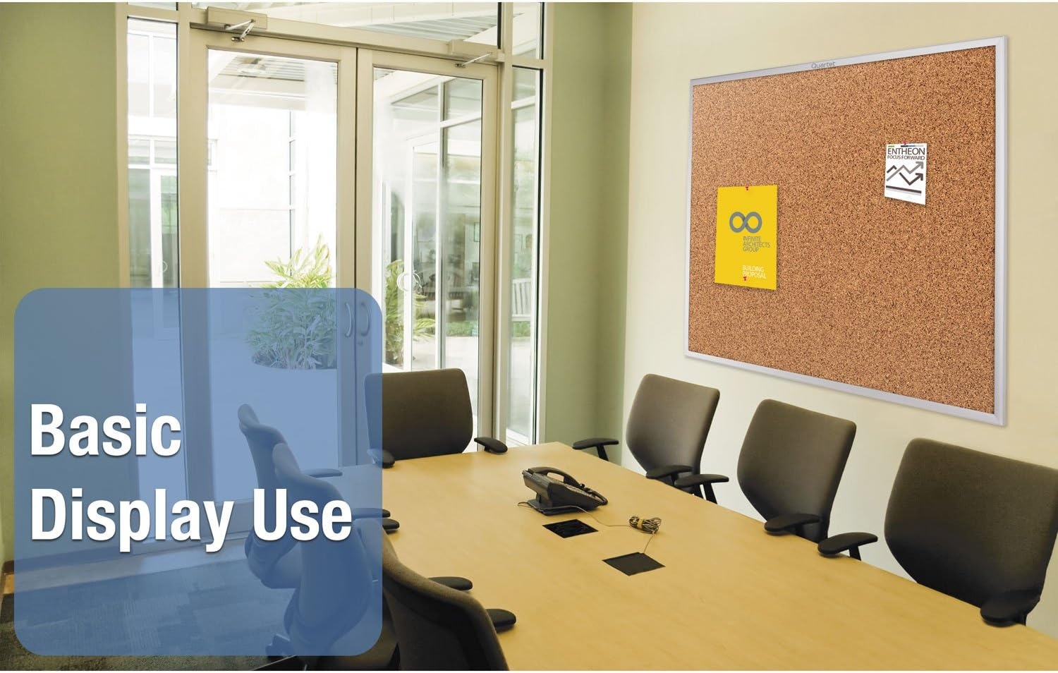 image:imageQuartet Cork Bulletin Board 24W x 18H Pin Board Black Aluminum Frame 2301BSilver