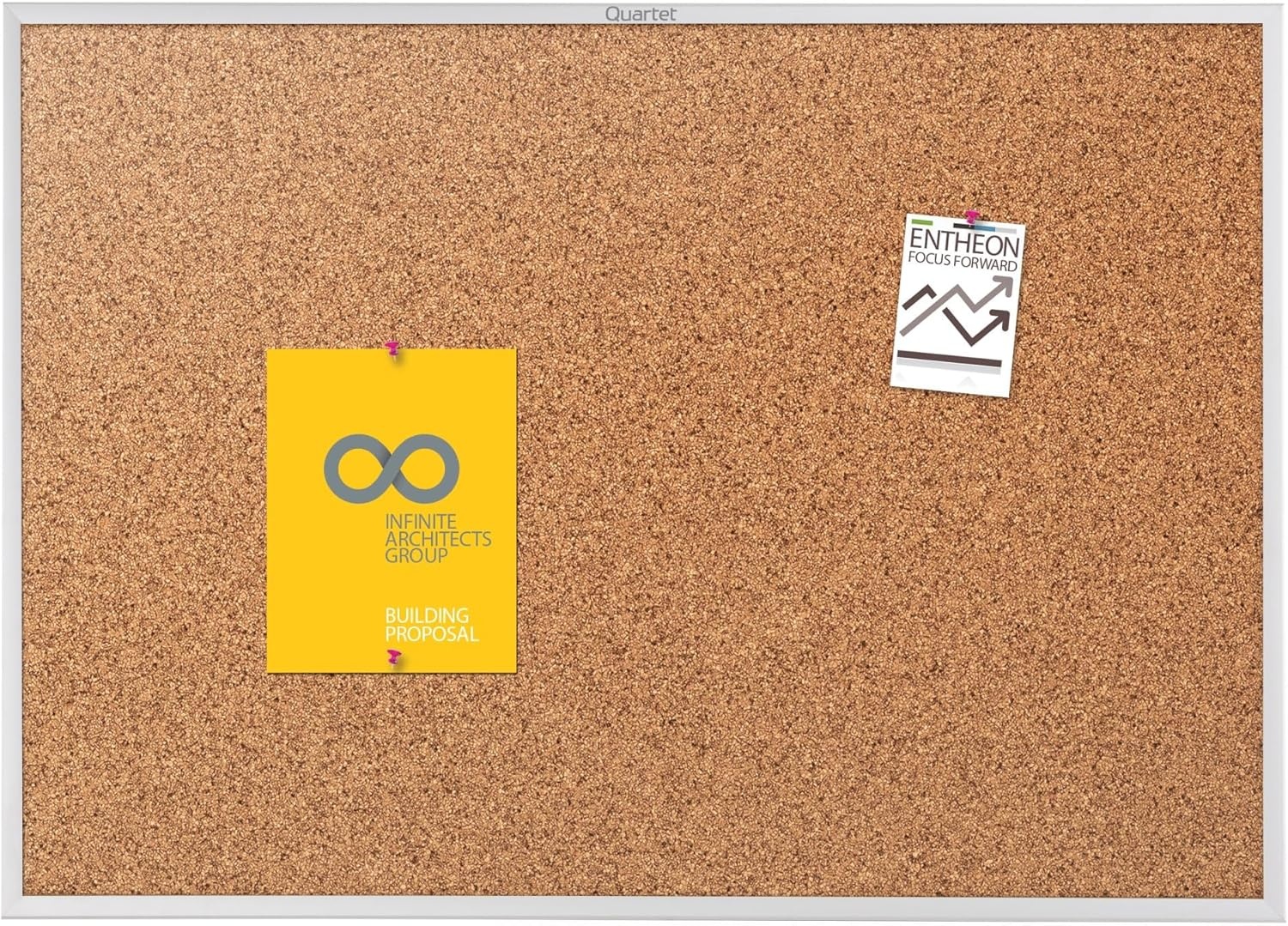 image:imageQuartet Cork Bulletin Board 24W x 18H Pin Board Black Aluminum Frame 2301BSilver