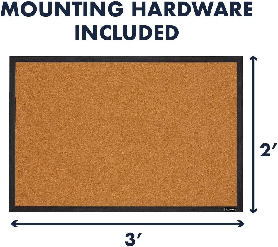 image:imageQuartet Cork Bulletin Board Framed Corkboard 2 x 3 Black Frame Message Board Vision Board MWDB2436BKBlack Frame