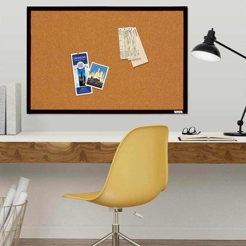 image:imageQuartet Cork Bulletin Board Framed Corkboard 2 x 3 Black Frame Message Board Vision Board MWDB2436BKBlack Frame