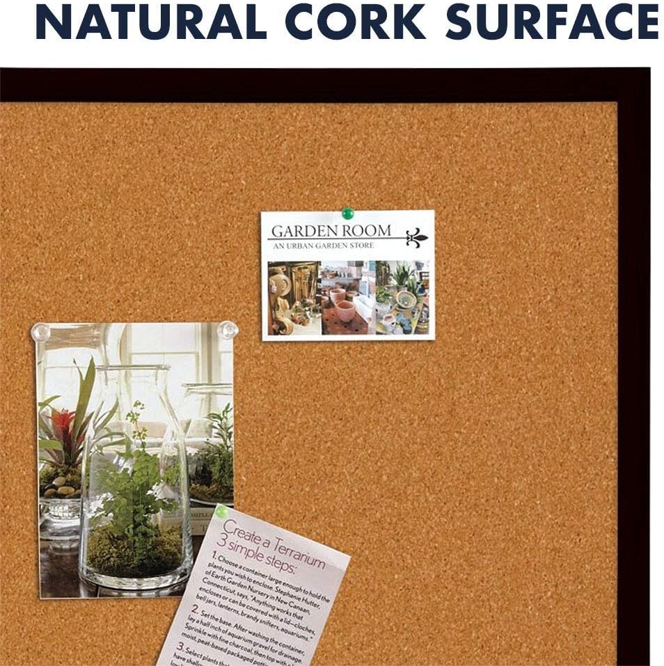 image:imageQuartet Cork Bulletin Board Framed Corkboard 2 x 3 Black Frame Message Board Vision Board MWDB2436BKBlack Frame
