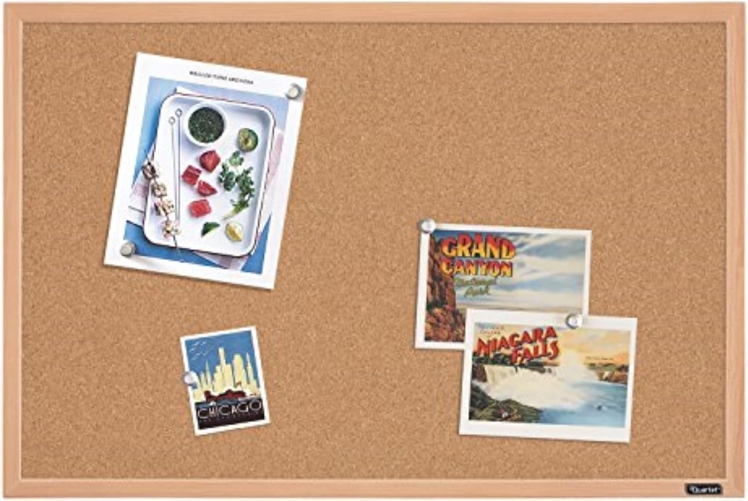 image:imageQuartet Cork Bulletin Board Framed Corkboard 2 x 3 Black Frame Message Board Vision Board MWDB2436BKOak Frame