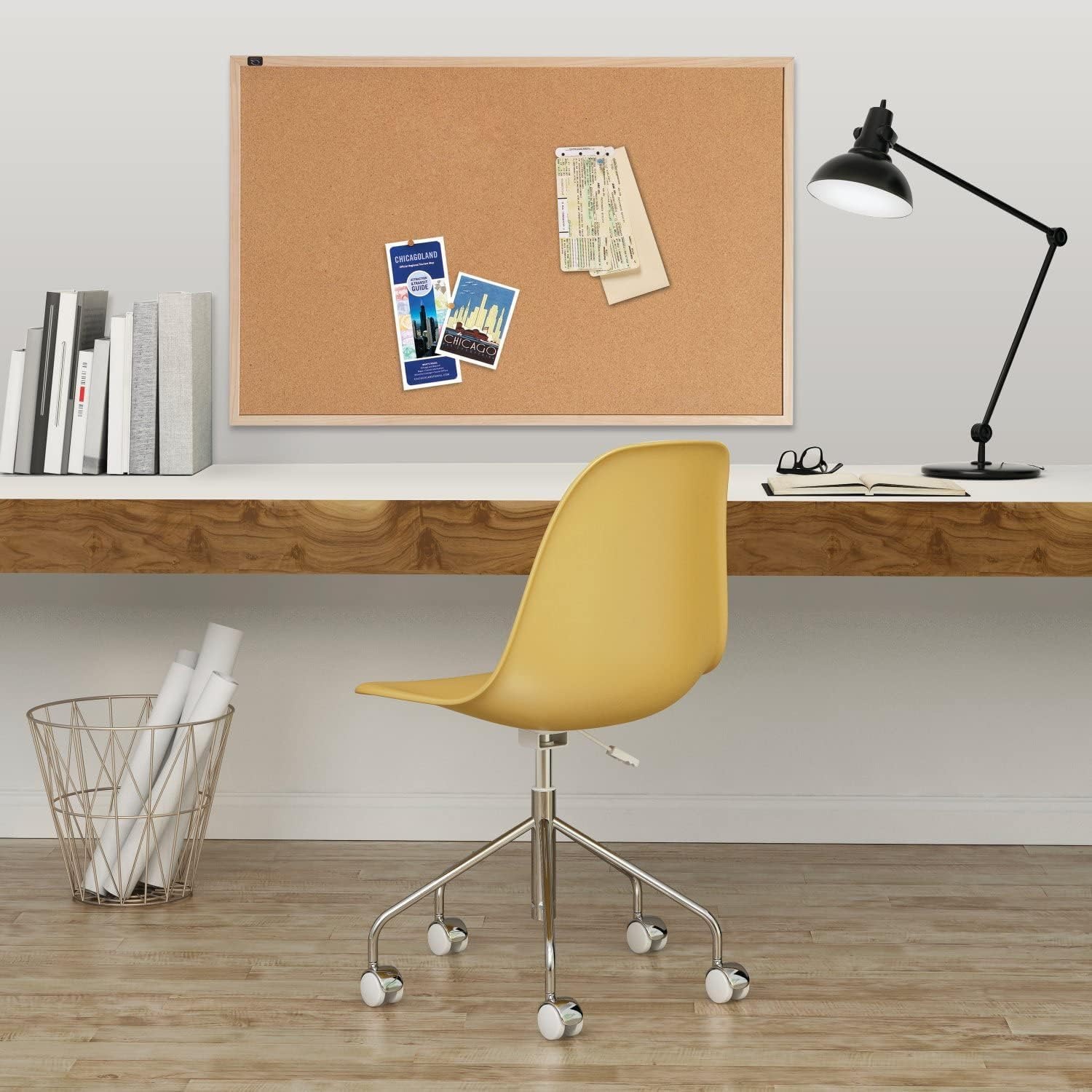 image:imageQuartet Cork Bulletin Board Framed Corkboard 2 x 3 Black Frame Message Board Vision Board MWDB2436BKOak Frame
