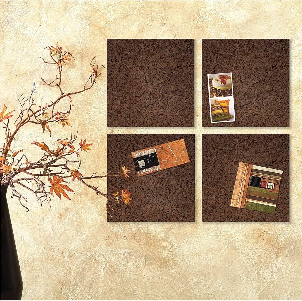 image:imageQuartet Cork Tiles Bulletin Board Cork Panels 12 x 12 x 316 Natural 4 Pack 102Dark