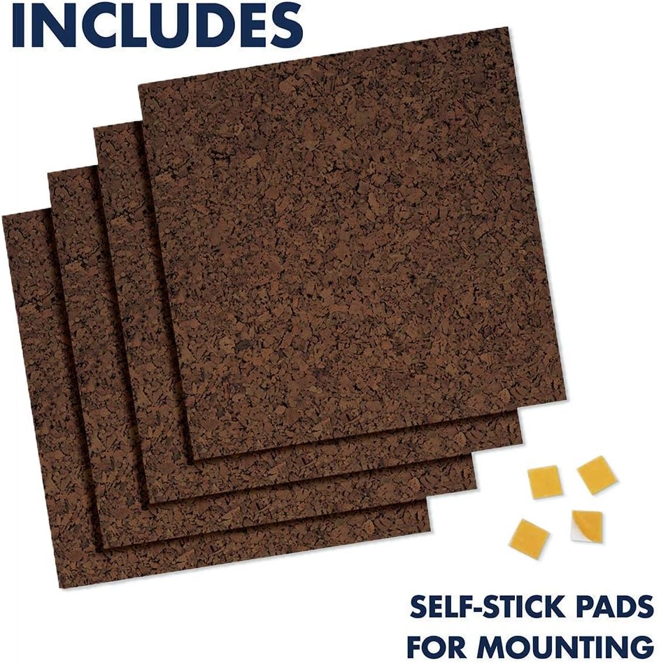 image:imageQuartet Cork Tiles Bulletin Board Cork Panels 12 x 12 x 316 Natural 4 Pack 102Dark