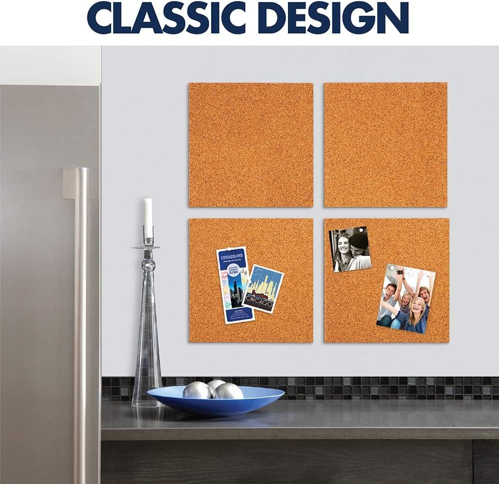 image:imageQuartet Cork Tiles Bulletin Board Cork Panels 12 x 12 x 316 Natural 4 Pack 102Natural