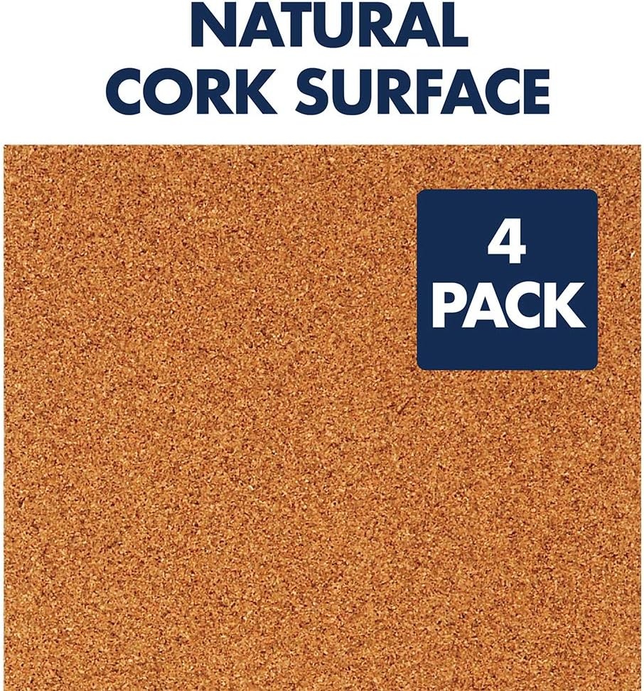 image:imageQuartet Cork Tiles Bulletin Board Cork Panels 12 x 12 x 316 Natural 4 Pack 102Natural