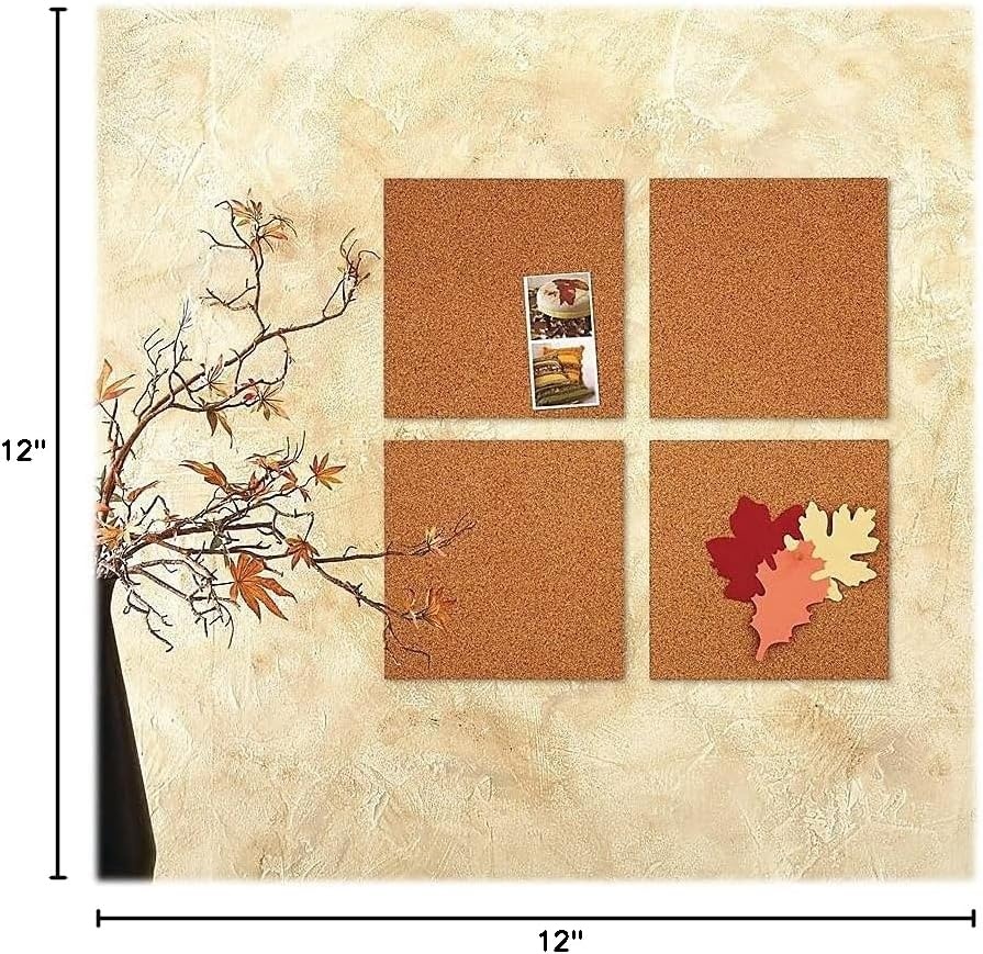 image:imageQuartet Cork Tiles Bulletin Board Cork Panels 12 x 12 x 316 Natural 4 Pack 102Natural