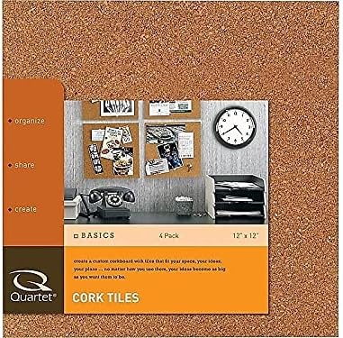 image:imageQuartet Cork Tiles Bulletin Board Cork Panels 12 x 12 x 316 Natural 4 Pack 102Natural