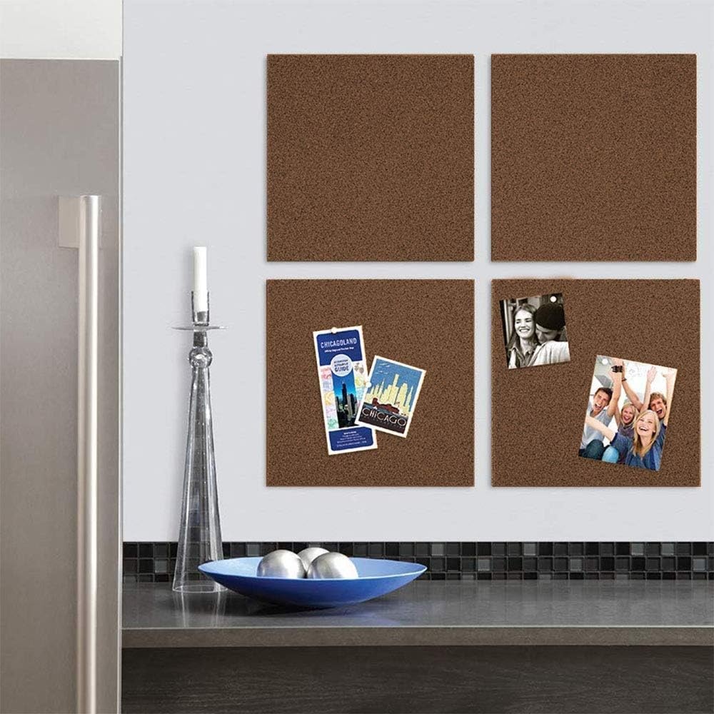 image:imageQuartet Cork Tiles Bulletin Board Cork Panels 12 x 12 x 38 Dark Brown 4 Pack 15050Q12 x 12