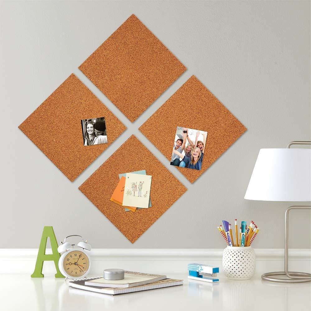 image:imageQuartet Cork Tiles Corkboard 12 x 12 Cork Board Frameless Natural 4 Pack 102