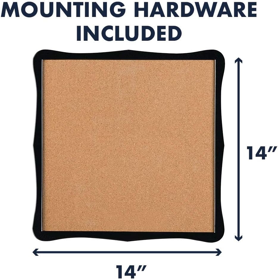image:imageQuartet Corkboard Framed Bulletin Board 14 x 14 inches Cork Board Home Organization Black Frame 50722Cork Bulletin Board