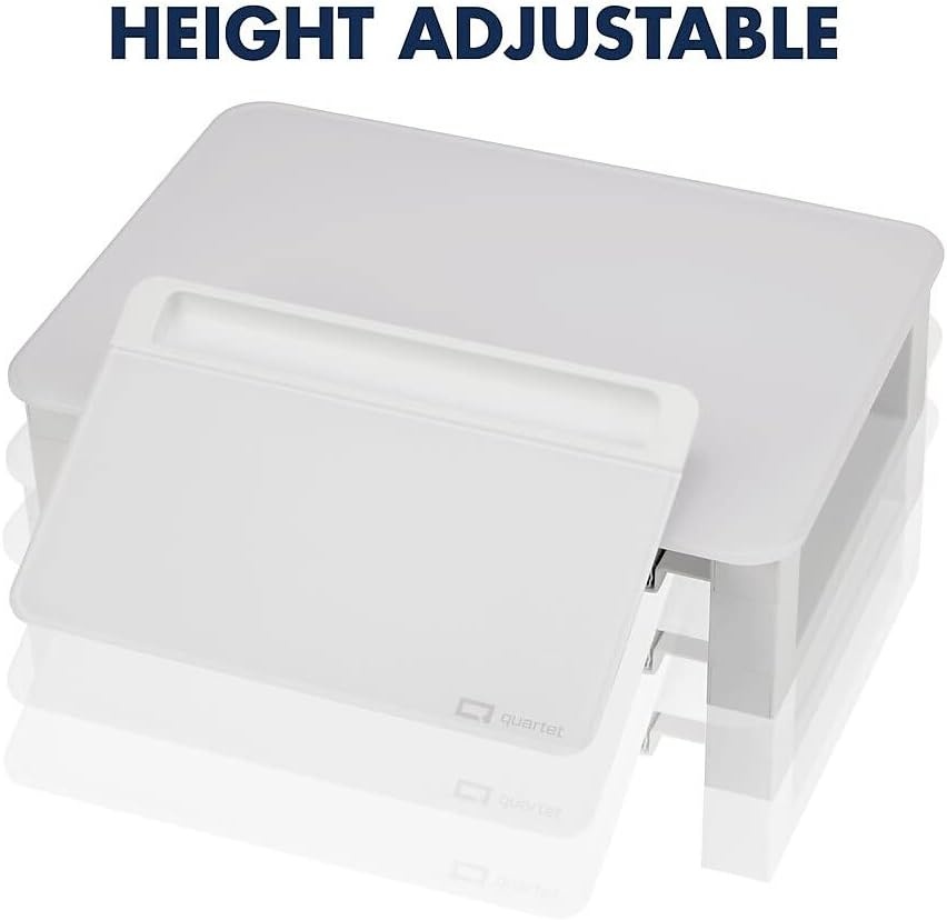 image:imageQuartet Desktop Glass Monitor Riser for Computer with DryErase Board Adjustable Height Q090GMRW01