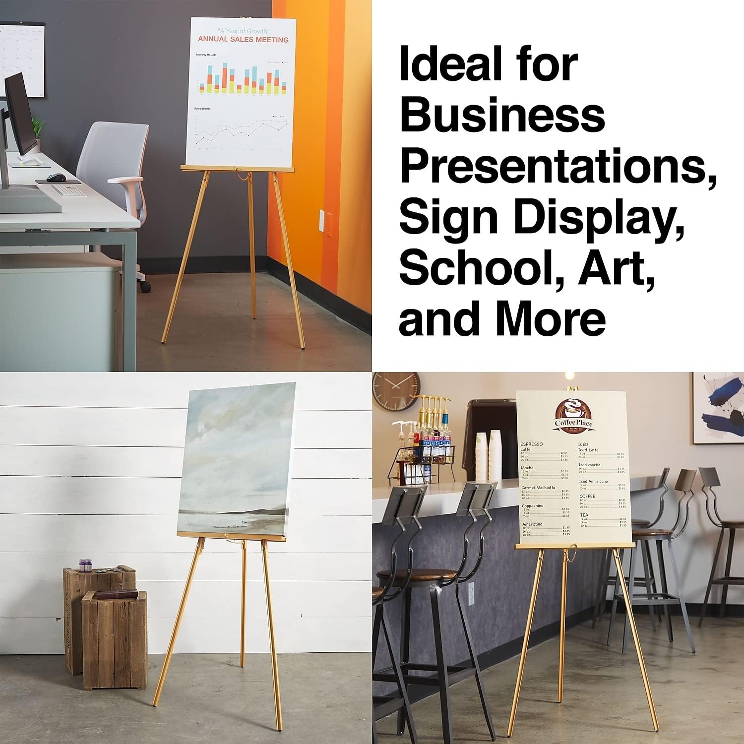 image:imageQuartet Display Easel Hardwood 64 Tall 24 Display Ledge 30 Lbs Max Weight Natural Oak Finish 41EL