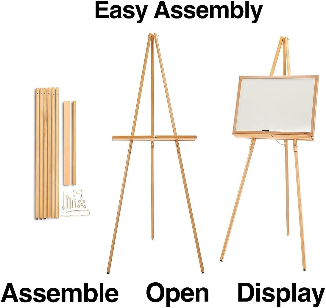 image:imageQuartet Display Easel Hardwood 64 Tall 24 Display Ledge 30 Lbs Max Weight Natural Oak Finish 41EL