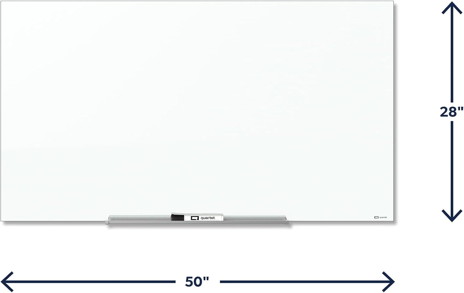 image:imageQuartet Dry Erase Board 50 x 28 Glass Magnetic Whiteboard Wide Format Horizontal White Board InvisaMount White G5028IMW50W x 28H