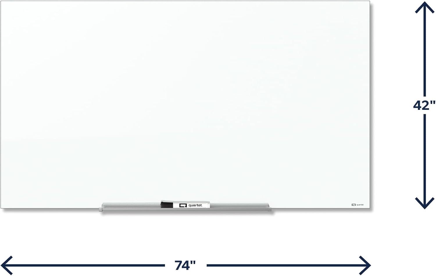 image:imageQuartet Dry Erase Board 50 x 28 Glass Magnetic Whiteboard Wide Format Horizontal White Board InvisaMount White G5028IMW74W x 42H