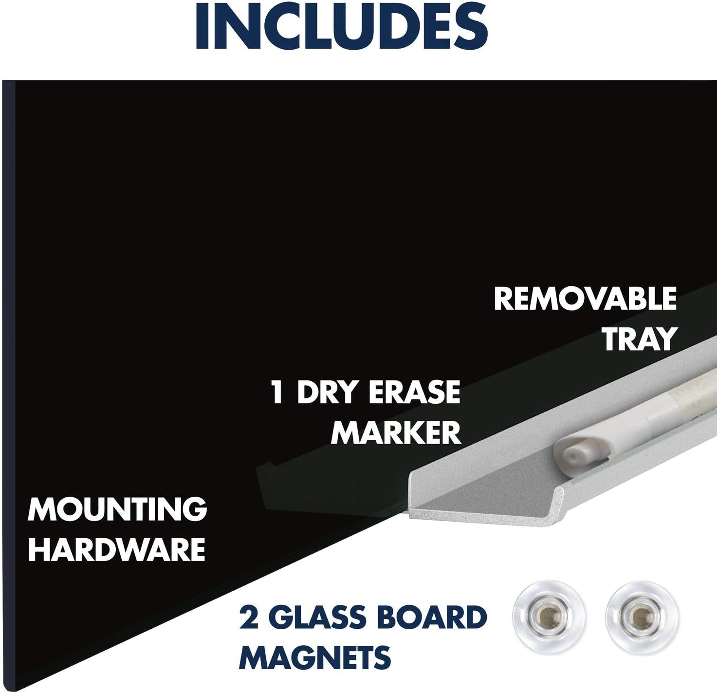image:imageQuartet Dry Erase Board 85 x 48 Glass Magnetic Whiteboard Wide Format Horizontal Board InvisaMount Black G8548IMBBlack