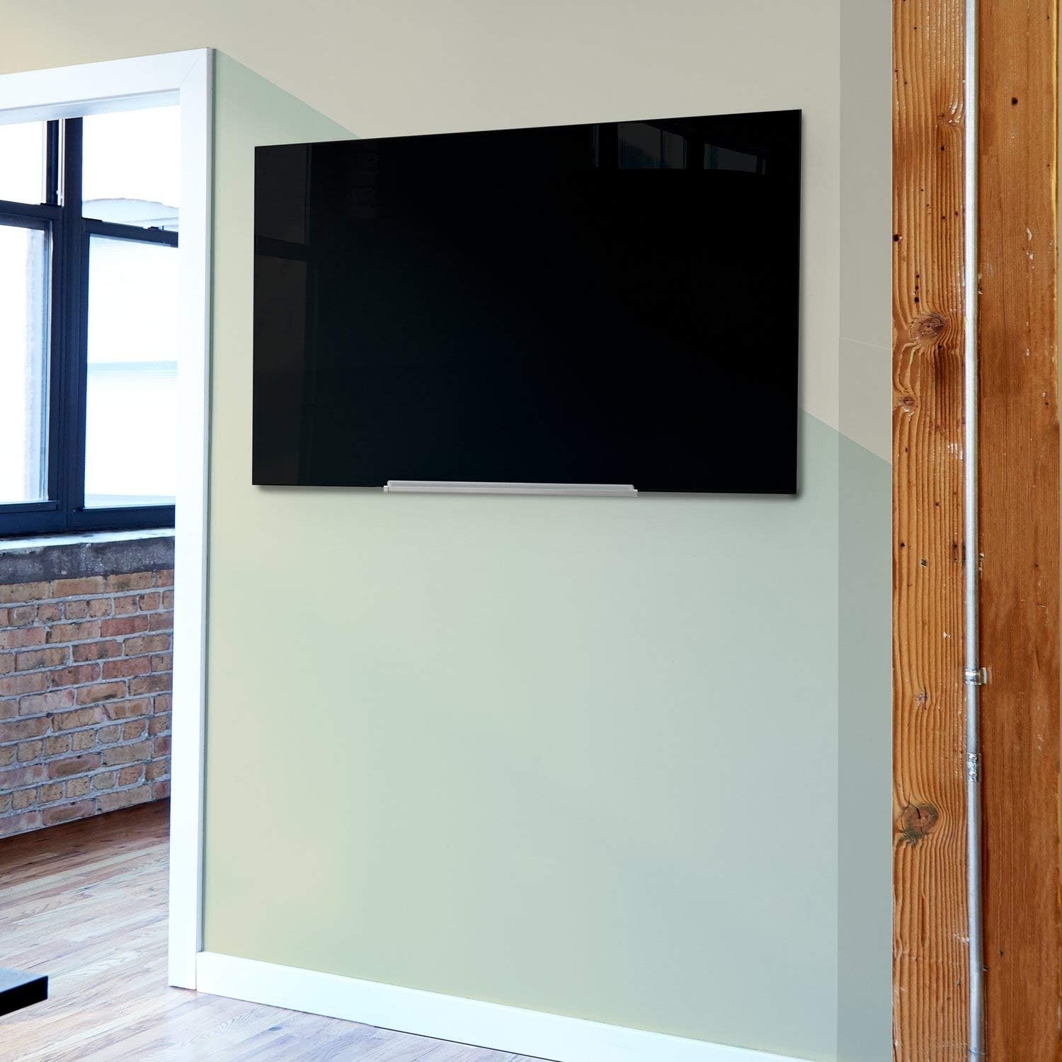 image:imageQuartet Dry Erase Board 85 x 48 Glass Magnetic Whiteboard Wide Format Horizontal Board InvisaMount Black G8548IMBBlack