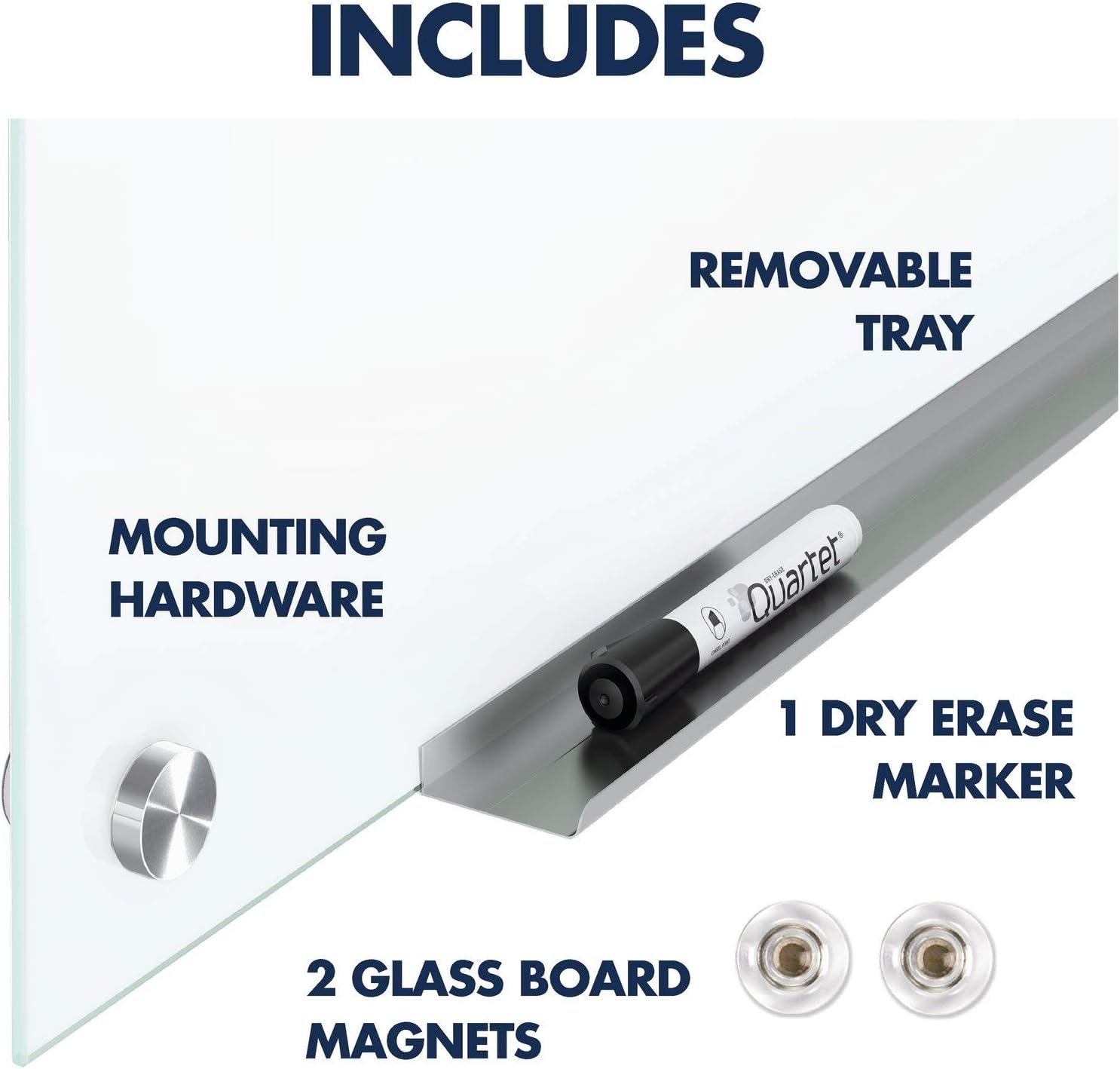 image:imageQuartet Dry Erase Board Magnetic Whiteboard 36 x 24 Glass Board for Wall Infinity Brilliance White G23624W48 x 48