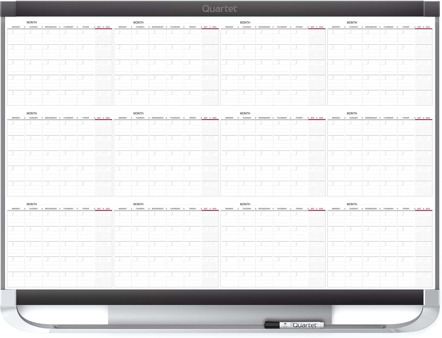 image:imageQuartet Dry Erase Calendar Board Planner Magnetic Whiteboard 3 x 2 Total Erase Surface Prestige 2 12MCP23P2