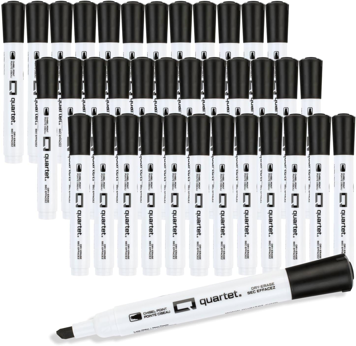 image:imageQuartet Dry Erase Markers Fine Tip White Board Dry Erase Markers with DryGuard Ink Protection Office Essentials Black 36 Pack Q120Z01RBlack