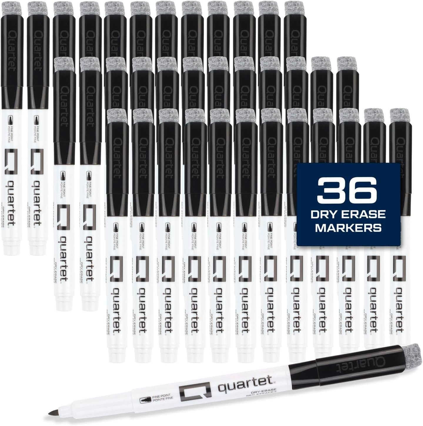 image:imageQuartet Dry Erase Markers Fine Tip White Board Dry Erase Markers with DryGuard Ink Protection Office Essentials Black 36 Pack Q120Z01RBlack