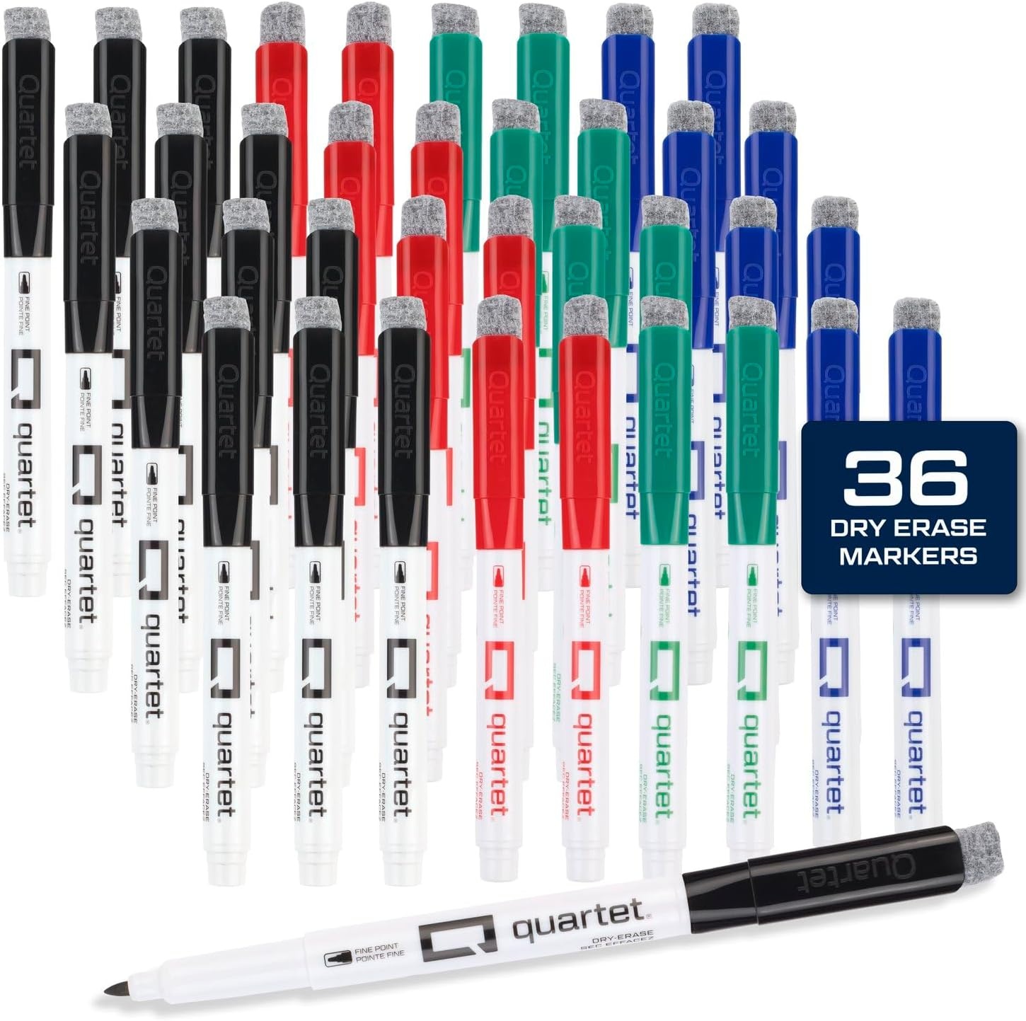 image:imageQuartet Dry Erase Markers Fine Tip White Board Dry Erase Markers with DryGuard Ink Protection Office Essentials Black 36 Pack Q120Z01RMulticolor