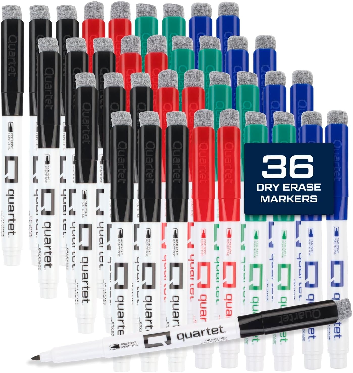 image:imageQuartet Dry Erase Markers Fine Tip White Board Dry Erase Markers with DryGuard Ink Protection Office Essentials Black 36 Pack Q120Z01RMulticolor