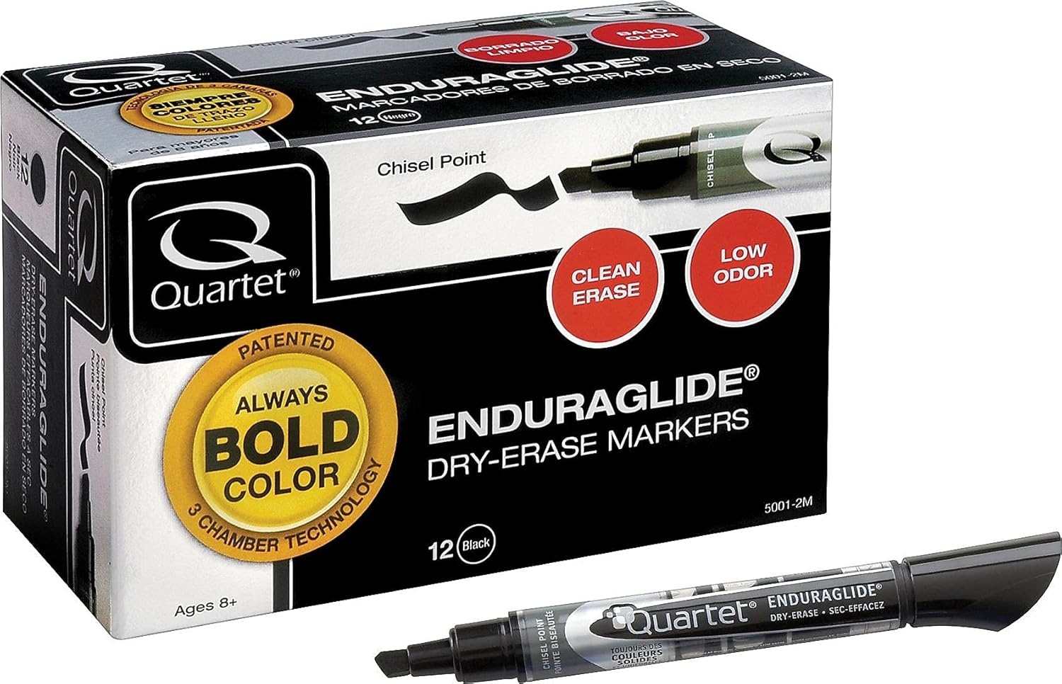 image:imageQuartet Dry Erase Markers Whiteboard Markers Chisel Tip EnduraGlide White Board Dry Erase Pens for Teachers Home School amp Office Supplies Blue 12 Pack 50013MBlack