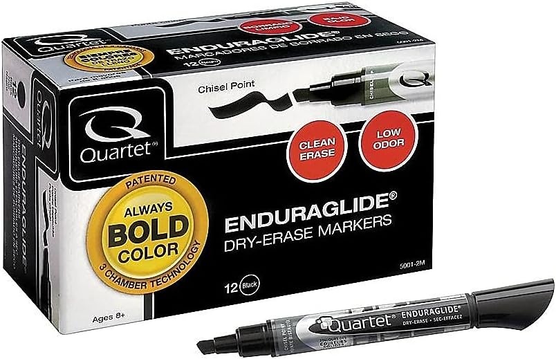 image:imageQuartet Dry Erase Markers Whiteboard Markers Chisel Tip EnduraGlide White Board Dry Erase Pens for Teachers Home School amp Office Supplies Blue 12 Pack 50013MBlack