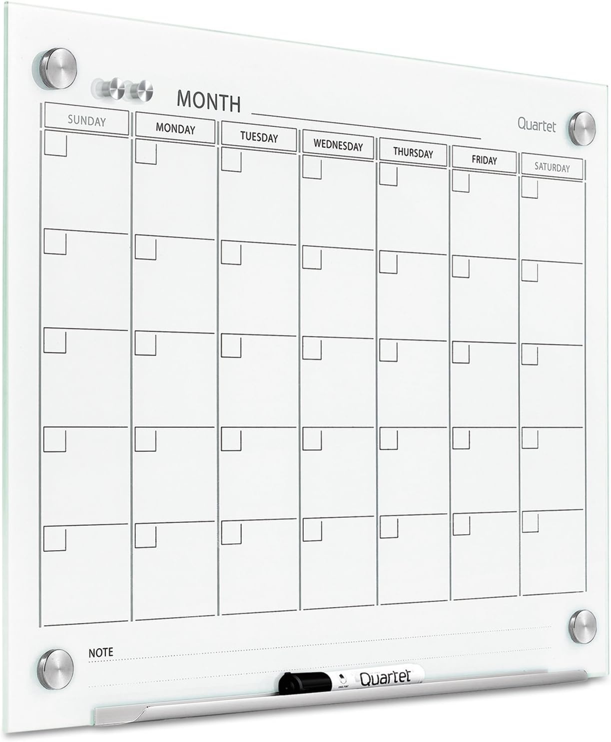 image:imageQuartet Dry Erase White Board 36W x 24H Glass Calendar Magnetic Planning Board White GC2418F24W x 18H